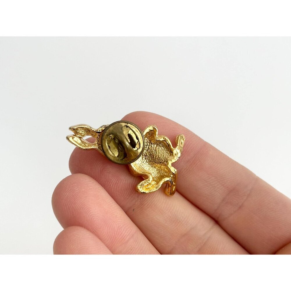 Little Bunny Rabbit | Hare Figural Green Vintage Jewelry Brooch | Lapel Pin - Picture 4 of 10